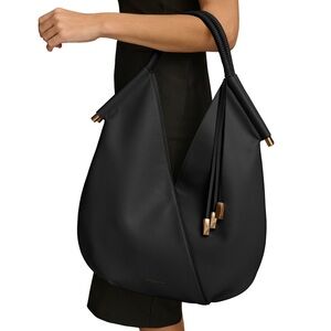 Donna Karan Black Hobo Bag with Gold Accents